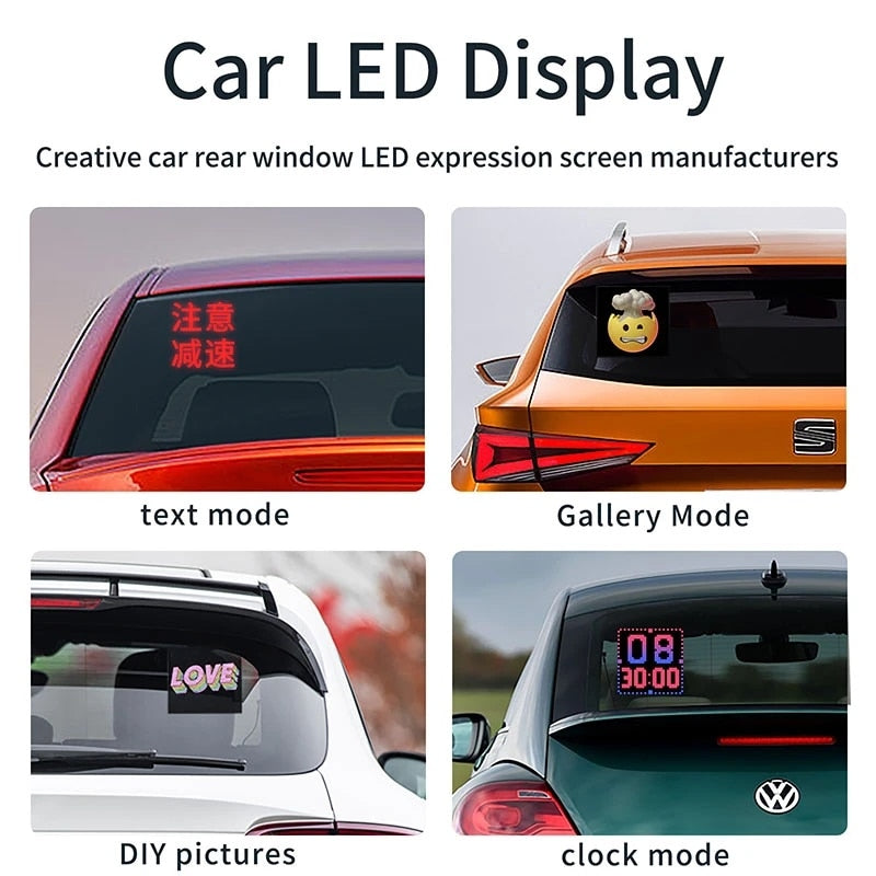 LED Display On Car Rear Window Mobile Phone APP Control Full Color LED Expression Screen Panel Car Mobile Advertising Screen